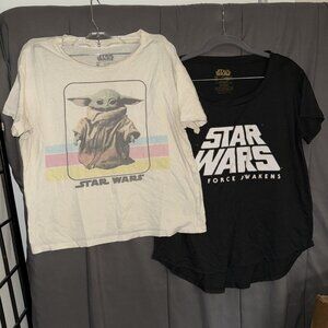 Lot of 2 Star Wars t-shirts Unisex Medium Jawa “utini!” classic UNDERARM STAINS